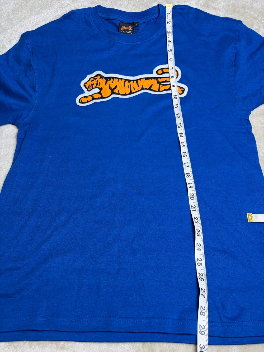 Le Tigre Royal Blue Tee with Orange Tiger Patch • Large